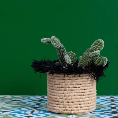 Raffia Tassel Storage Pots (Set of 3), Black