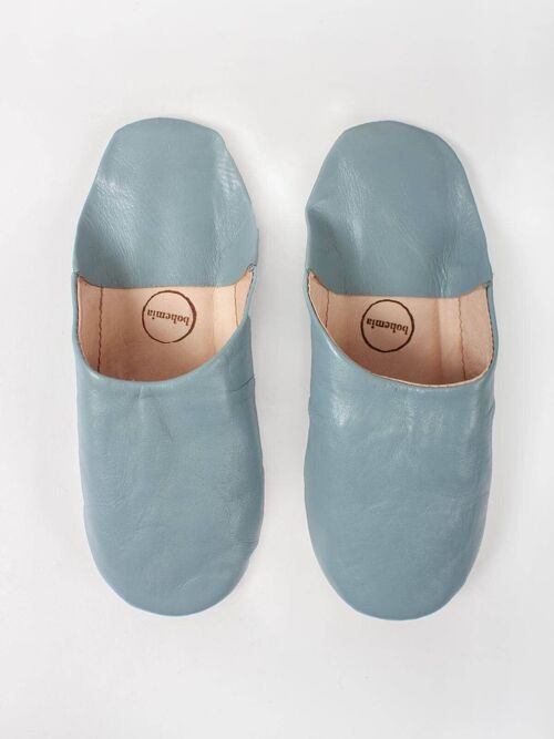 Moroccan Men's Babouche Slippers, Grey