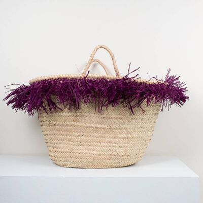 Raffia Tassel Basket, Violet