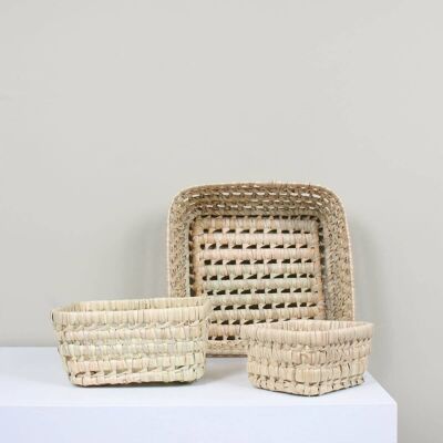 Square Open Weave Storage Tray, Set of 3