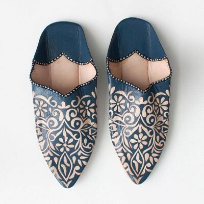 Pantofole Babouche Marocchino Indaco Decorativo