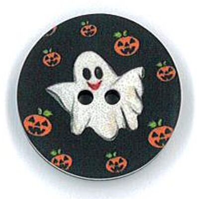 2-LOCH-KNOPF MIT HALLOWEEN-GEIST-DRUCK