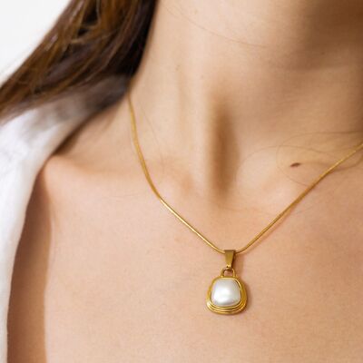 Marta's Weiße Perlenkette I 316L Edelstahl I 18K Gold Filled I Handgemacht I Wasserresistent