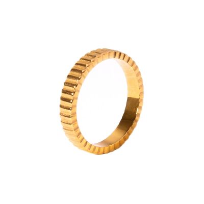 Alana's Ring Mit Dreieckig Strukturierter Oberfläche I 316L Edelstahl I 18K Gold Filled I Handgemacht I Wasserresistent