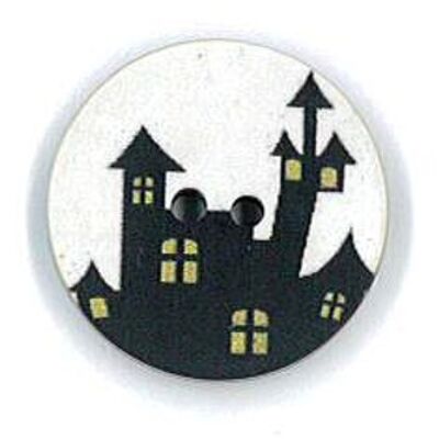 HALLOWEEN CASTLE PRINTED BUTTON - 2 HOLES