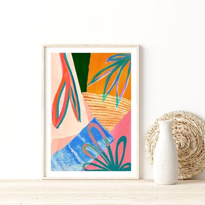 Rainbow Abstract Leaf Art Print A3 21 x 29,7 cm
