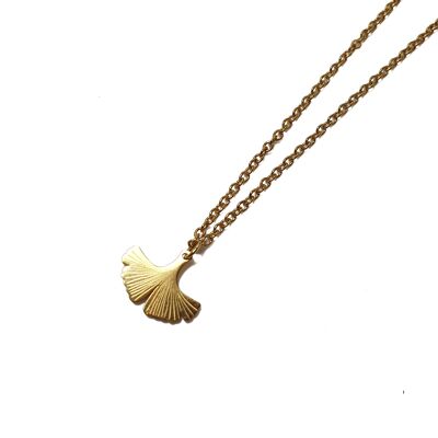 Ginkgo necklace in gold stainless steel