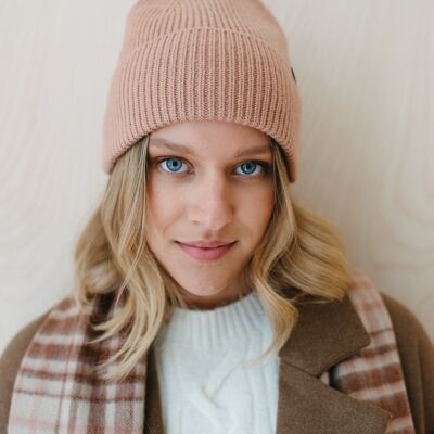 Cashmere & Merino Beanie in Blush