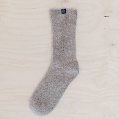 Cashmere & Merino Socks in Oatmeal Melange                  (Small (UK 4-7)