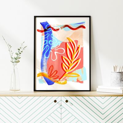 Abstract Leaf Shapes Art Print A3 29.7 x 42cm