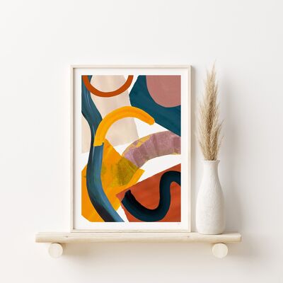Lámina abstracta geométrica pintada A3 29,7 x 42 cm