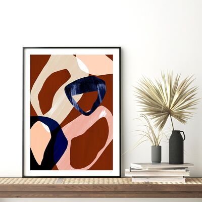 Oversized Red and Blue Abstract Print A3 29.7 x 42cm