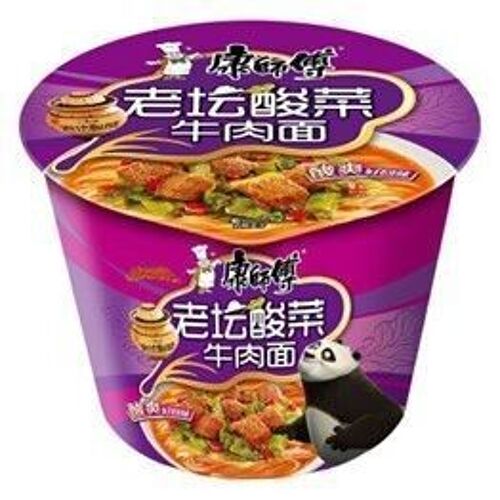 Kang Shi Fu Bowl Instant Noodles-Pickled Vegetables Beef
康師傅碗裝老壇酸菜牛肉麵