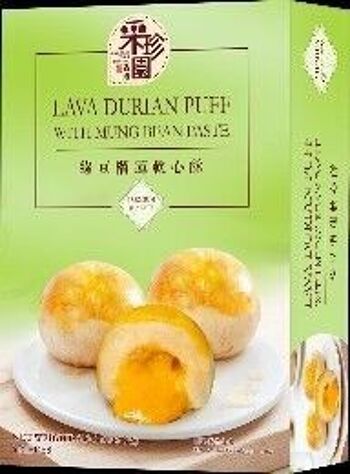 Cai Zhen Yuan Lava Durian Puff avec pâte de haricot mungo
采珍園綠豆榴蓮軟心酥
