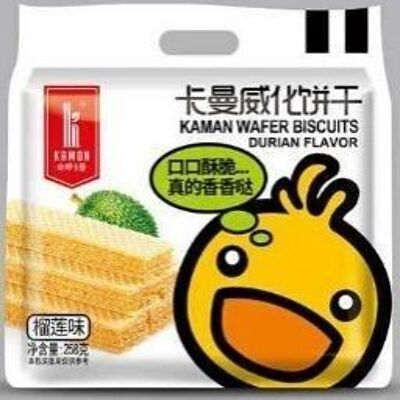 Kaman Wafer Biscuits-Durian
咔啰卡曼榴蓮味威化餅乾