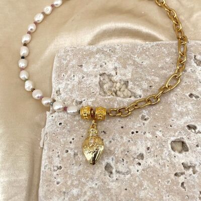 Collana di perle a goccia - Placcata in oro