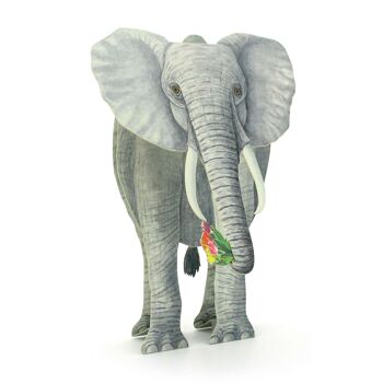 Éléphant de carte animal 3D avec bouquet de fleurs 2