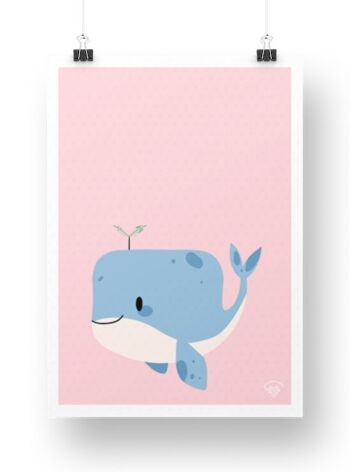 Affiche Baleine - Rose