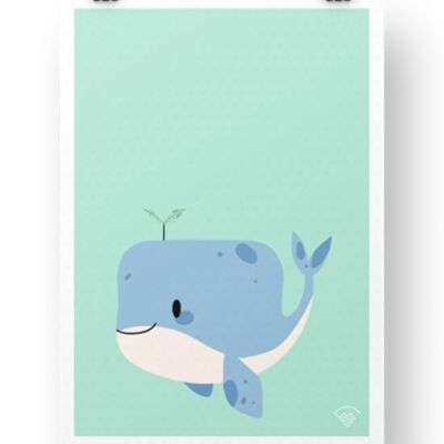 Whale Poster - Aqua