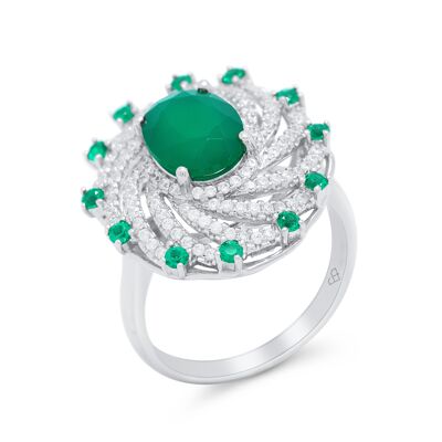 Superbe bague en agate verte véritable en argent sterling, pierre de naissance de septembre, cadeau d'occasion spéciale, bijoux fins, tornade