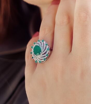 Superbe bague en agate verte véritable en argent sterling, pierre de naissance de septembre, cadeau d'occasion spéciale, bijoux fins, tornade 3