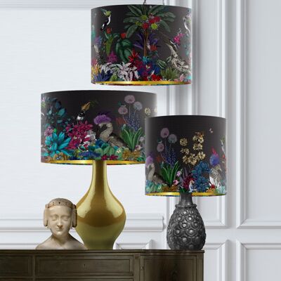 Lampshade pack of 3 mixed sizes - Glorious plumes charcoal