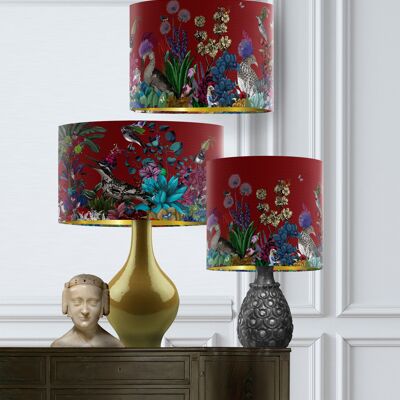Lampshade pack of 3 mixed sizes - Glorious plumes red