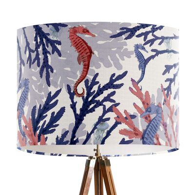 Lampshade pack of 2 regular & classic size - Coral & seahorses Pink & Blue