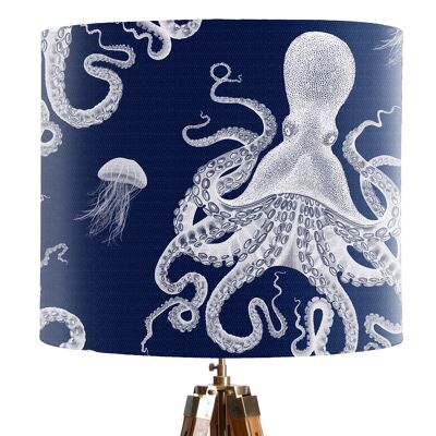 Lampshade pack of 2 regular & classic size - Octopus 3 White on Blue