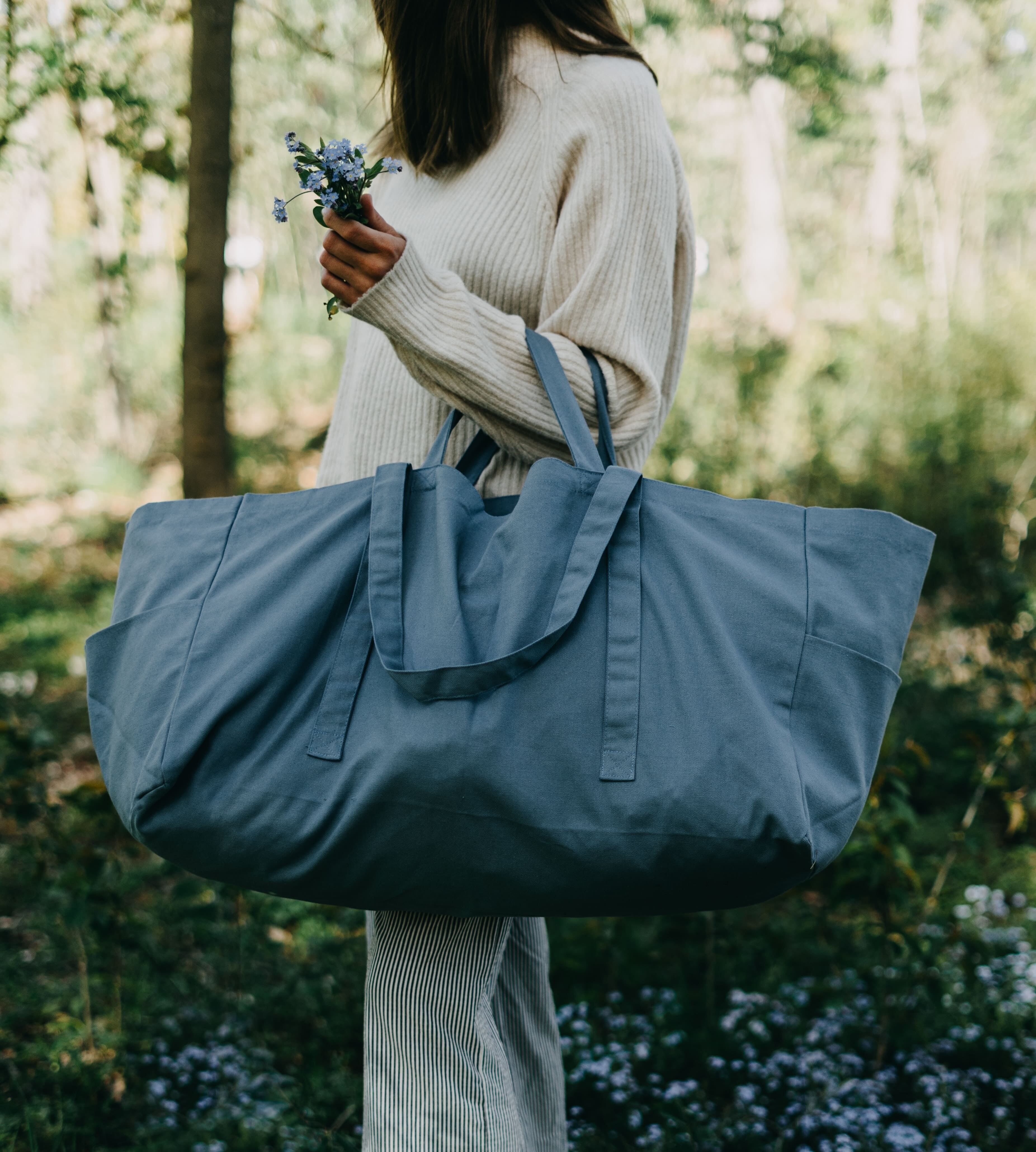 OMOM Bio-Einkaufstasche, groß – Blau