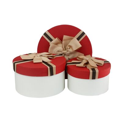 White Red with Striped Brown Ribbon Gift Box