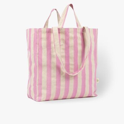 Striped organic fabric bag pink