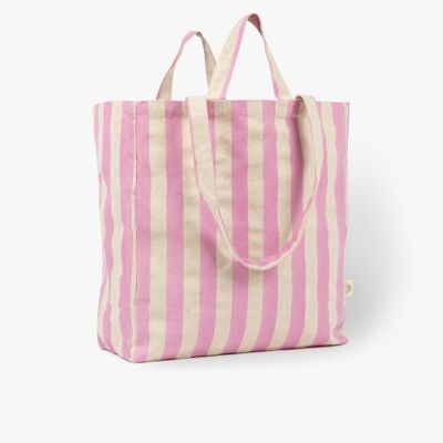 Sac en tissu bio rayé rose