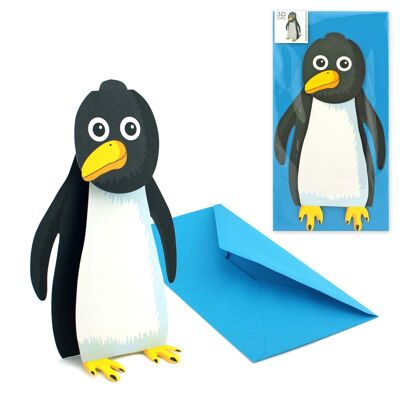 Carte des animaux en 3D pingouin