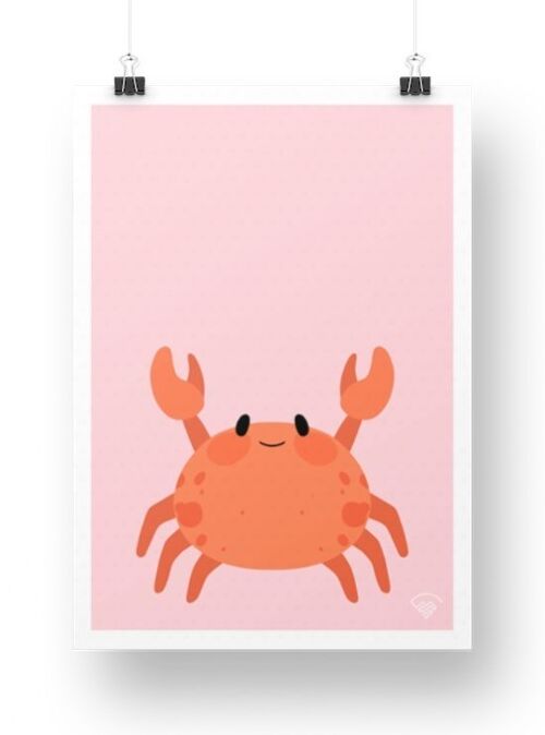 Affiche Crabe - Rose