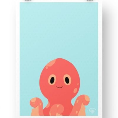 Póster Pulpo - Turquesa