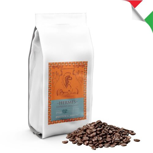 BOCCA DELLA VERITA® - Café Italiano en Grano, HERMES Ristretto Napoli, Paquete de 1 Kg, Café Tostado de forma Natural y Artesanal 100% Made in Italy, Certificación Rainforest e UTZ