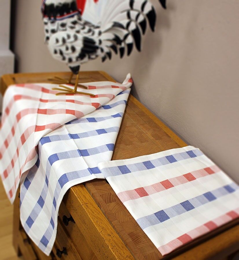 Torchon BLANQUETTE - bleu, blanc, rouge - 100% coton
