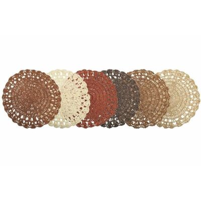 Round Placemat Crochet Chocolate 6ass.