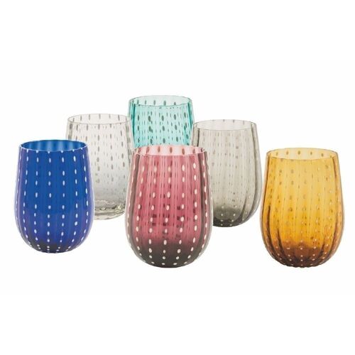 Set 6 bicchieri acqua 240 ml in vetro lavorato, Shiraz