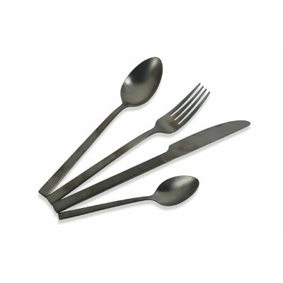 24-piece stainless steel cutlery set, matt black, Lexington