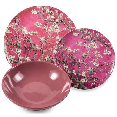 Set de table japonais 18 pièces en rose