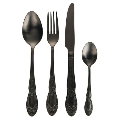 24 black Wonderland cutlery set