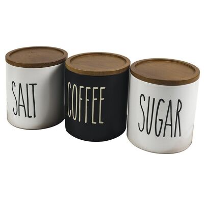 Urban Kitchen Set aus 3 Salz-, Zucker- und Kaffeedosen