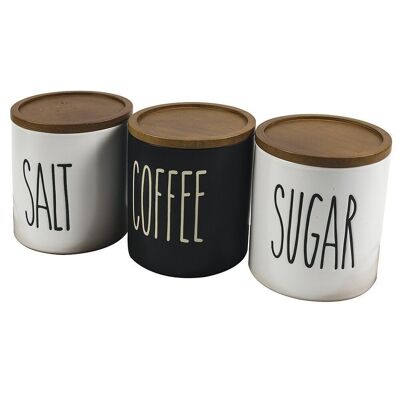 Urban Kitchen set of 3 salt, sugar and coffee jars