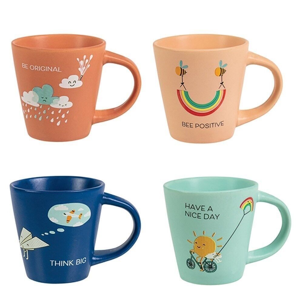 Set mit 4 Be Positive Kaffeetassen