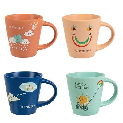 Set of 4 Be Positive coffee cups