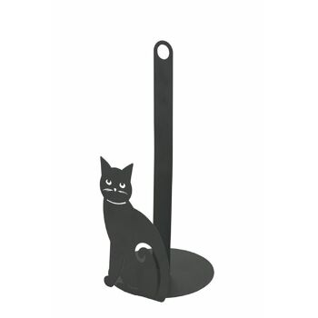 Porte essuie-tout chat noir