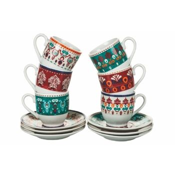 Set de 6 tasses à café Shiraz avec soucoupes