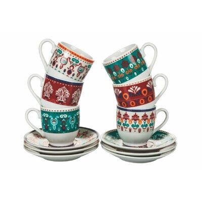 Set of 6 Shiraz coffee cups with saucers